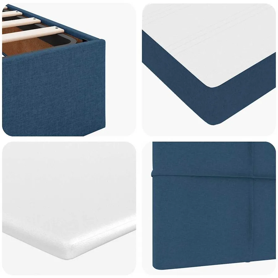 Lit ottoman avec matelas bleu 90x200 cm tissu - 14