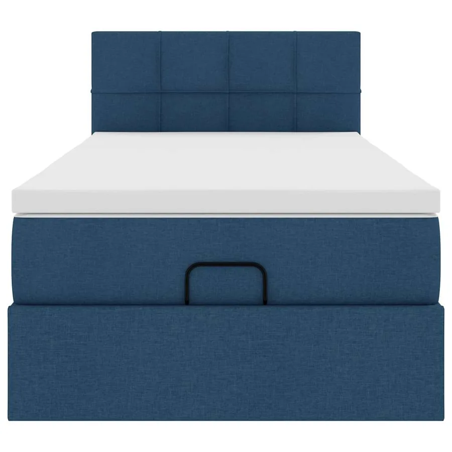 Lit ottoman avec matelas bleu 90x200 cm tissu - 7