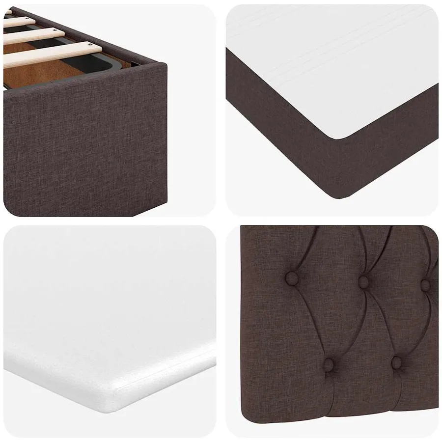 Lit ottoman avec matelas et LED marron foncé 90x200 cm tissu - 15