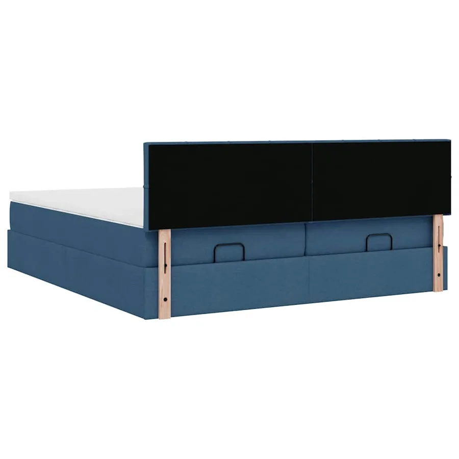 Cadre de lit ottoman avec matelas bleu 180x200 cm tissu - 11