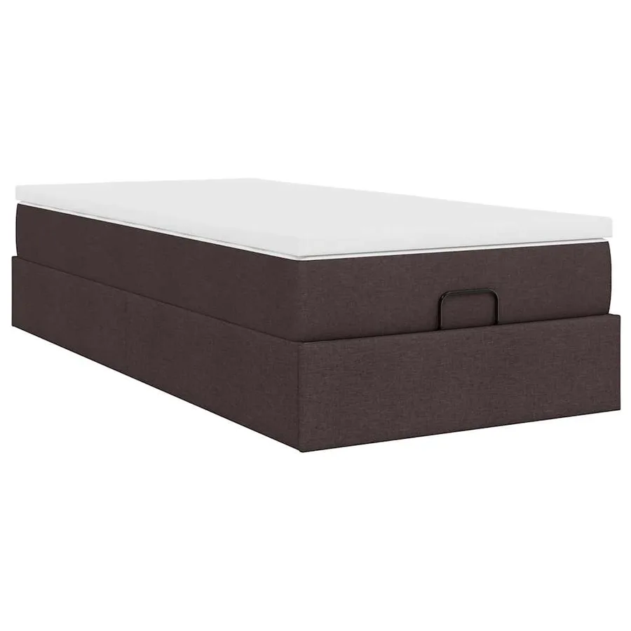 Cadre de lit ottoman avec matelas marron foncé 90x200 cm tissu - 10