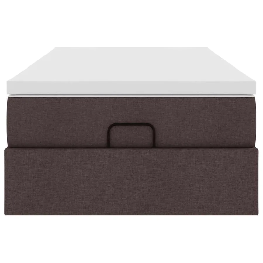Cadre de lit ottoman avec matelas marron foncé 90x200 cm tissu - 7