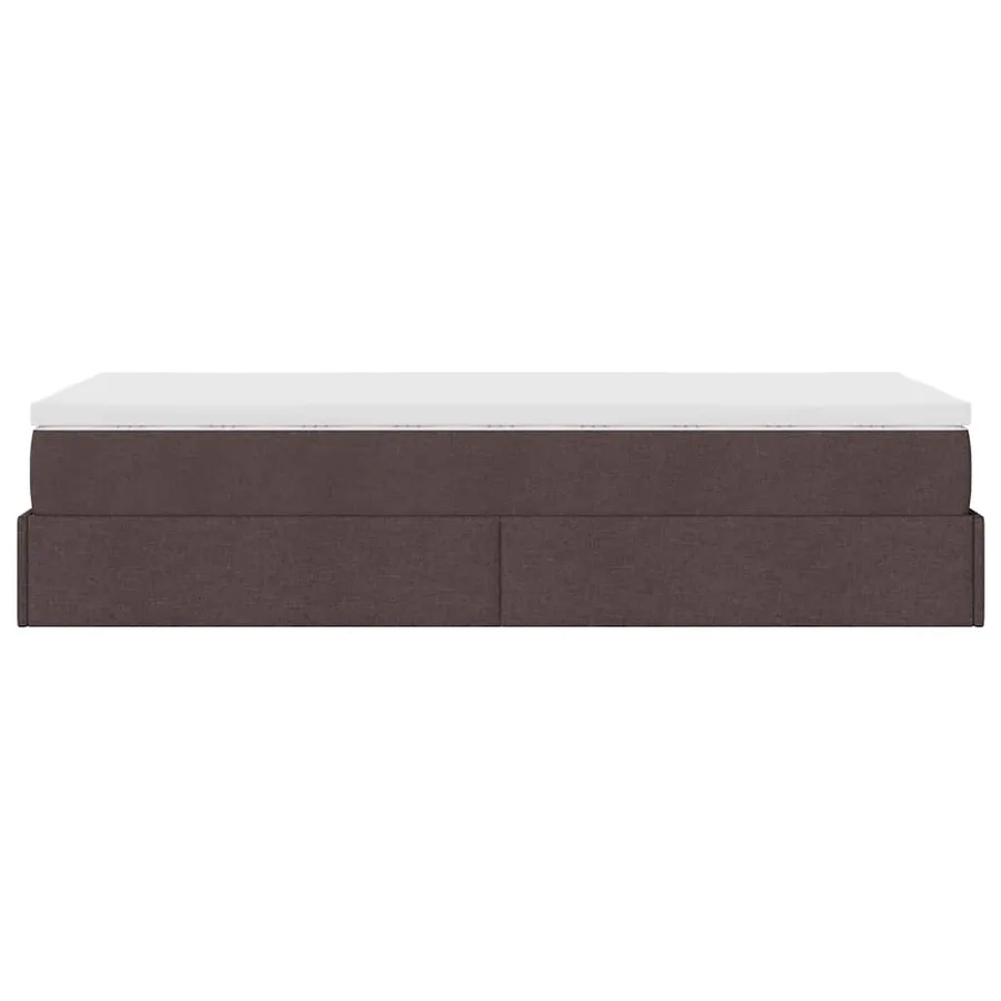 Cadre de lit ottoman avec matelas marron foncé 90x200 cm tissu - 9