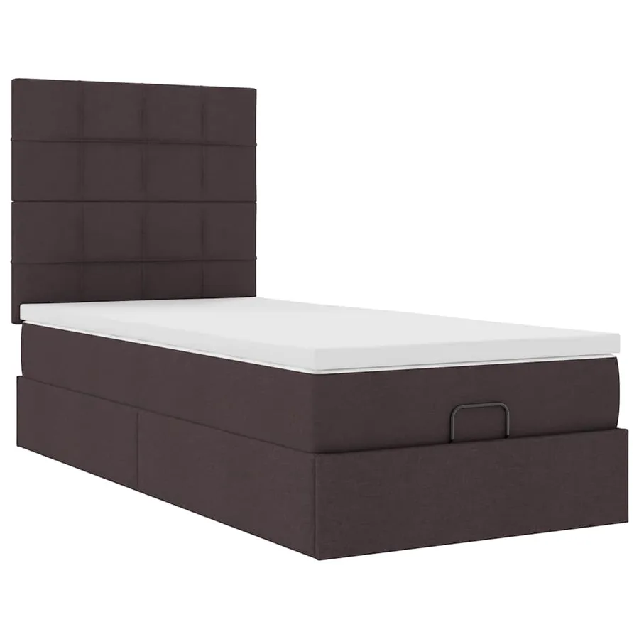 Lit ottoman avec matelas marron foncé 90x200 cm tissu - 6