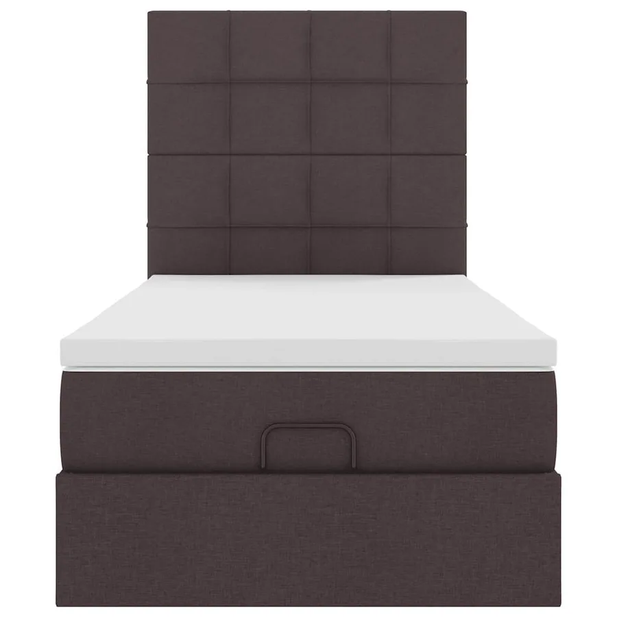 Lit ottoman avec matelas marron foncé 90x200 cm tissu - 7