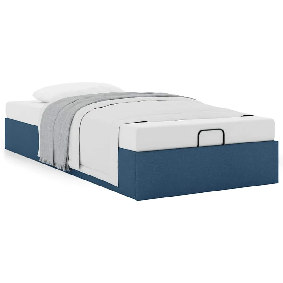 Cadre de lit ottoman sans matelas bleu 90x200 cm tissu - 4