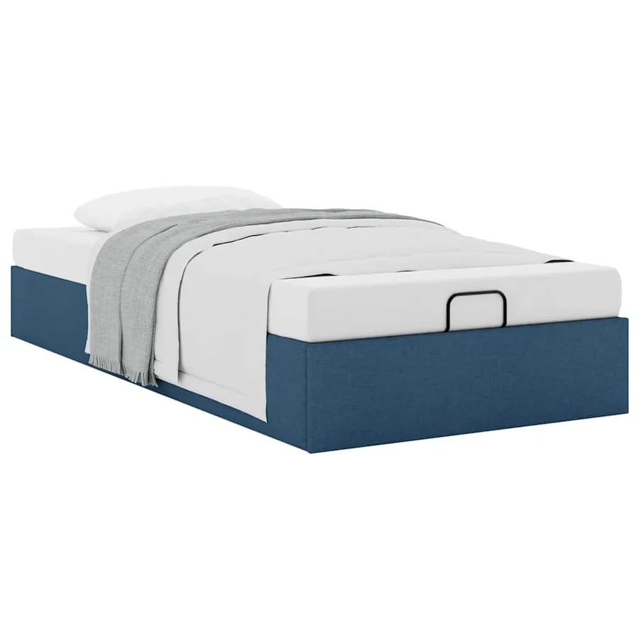 Cadre de lit ottoman sans matelas bleu 90x200 cm tissu - 5