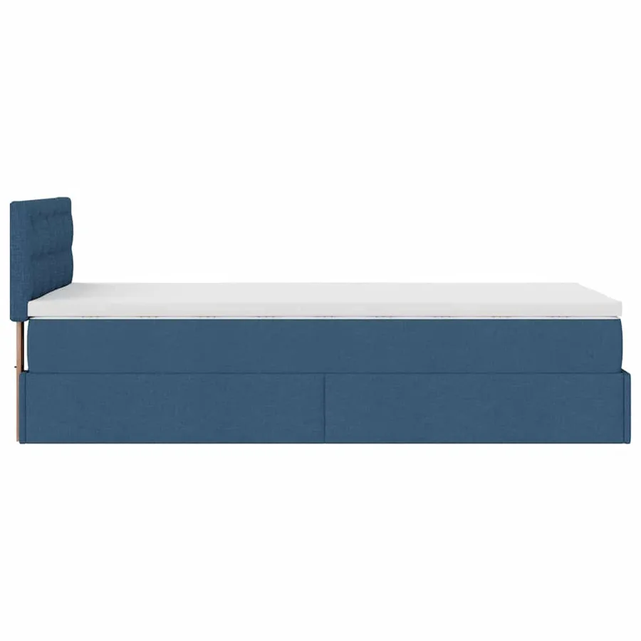 Lit ottoman avec matelas bleu 90x200 cm tissu - 10