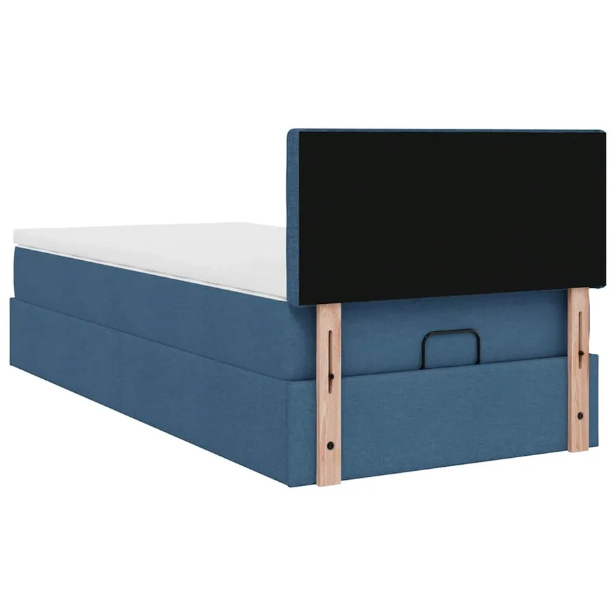 Lit ottoman avec matelas bleu 90x200 cm tissu - 11