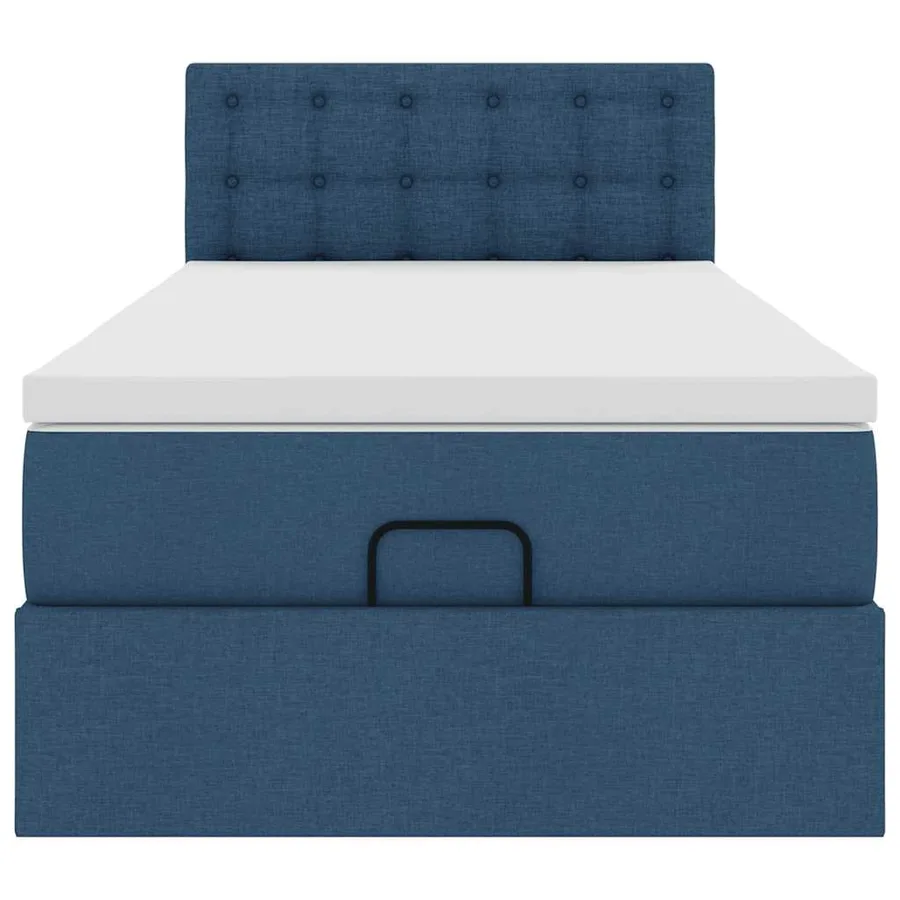 Lit ottoman avec matelas bleu 90x200 cm tissu - 7