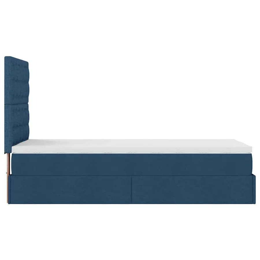 Lit ottoman avec matelas bleu 90x200 cm tissu - 10