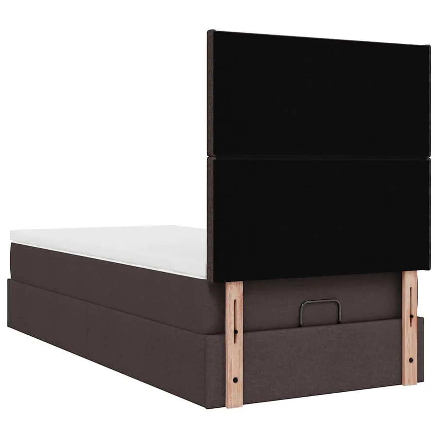 Lit ottoman avec matelas marron foncé 90x200 cm tissu - 11