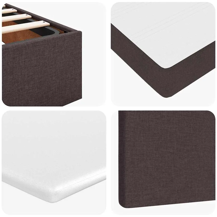 Lit ottoman avec matelas marron foncé 90x200 cm tissu - 14