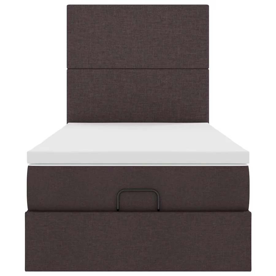 Lit ottoman avec matelas marron foncé 90x200 cm tissu - 7