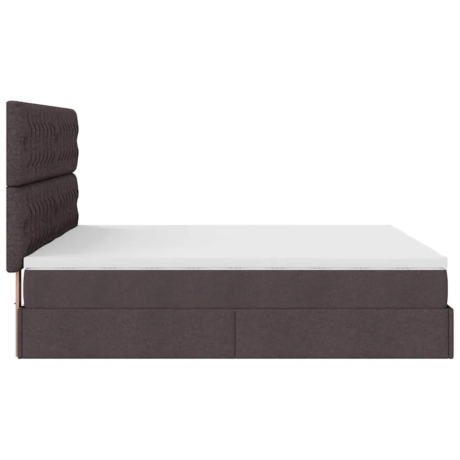 Cadre de lit ottoman avec matelas marron foncé 180x200 cm tissu - 8