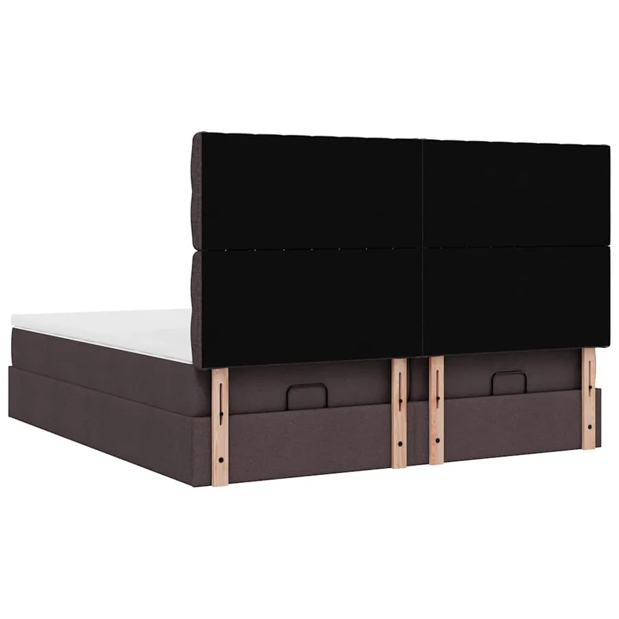 Cadre de lit ottoman avec matelas marron foncé 180x200 cm tissu - 9