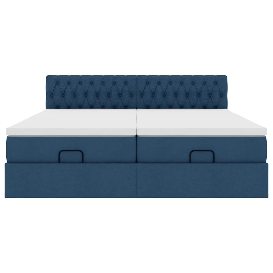 Cadre de lit ottoman avec matelas bleu 180x200 cm tissu - 7