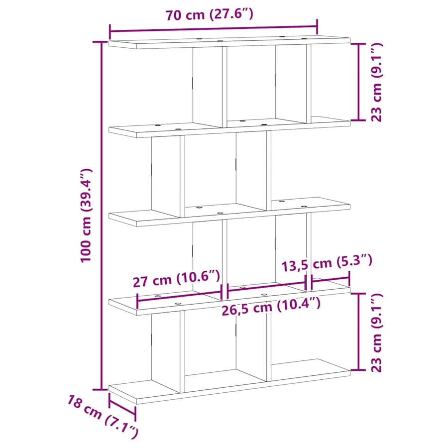 Étagère cube murale 12 compartiments vieux bois bois ingénierie - 10