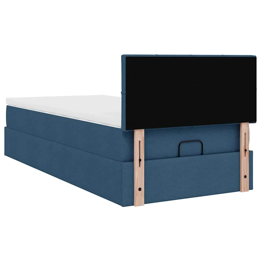Lit ottoman avec matelas et LED Bleu 90x200 cm Tissu - 12