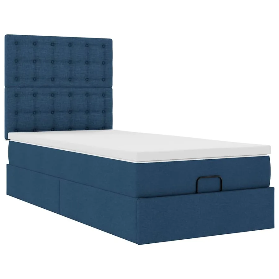 Lit ottoman avec matelas et LED Bleu 90x200 cm Tissu - 7