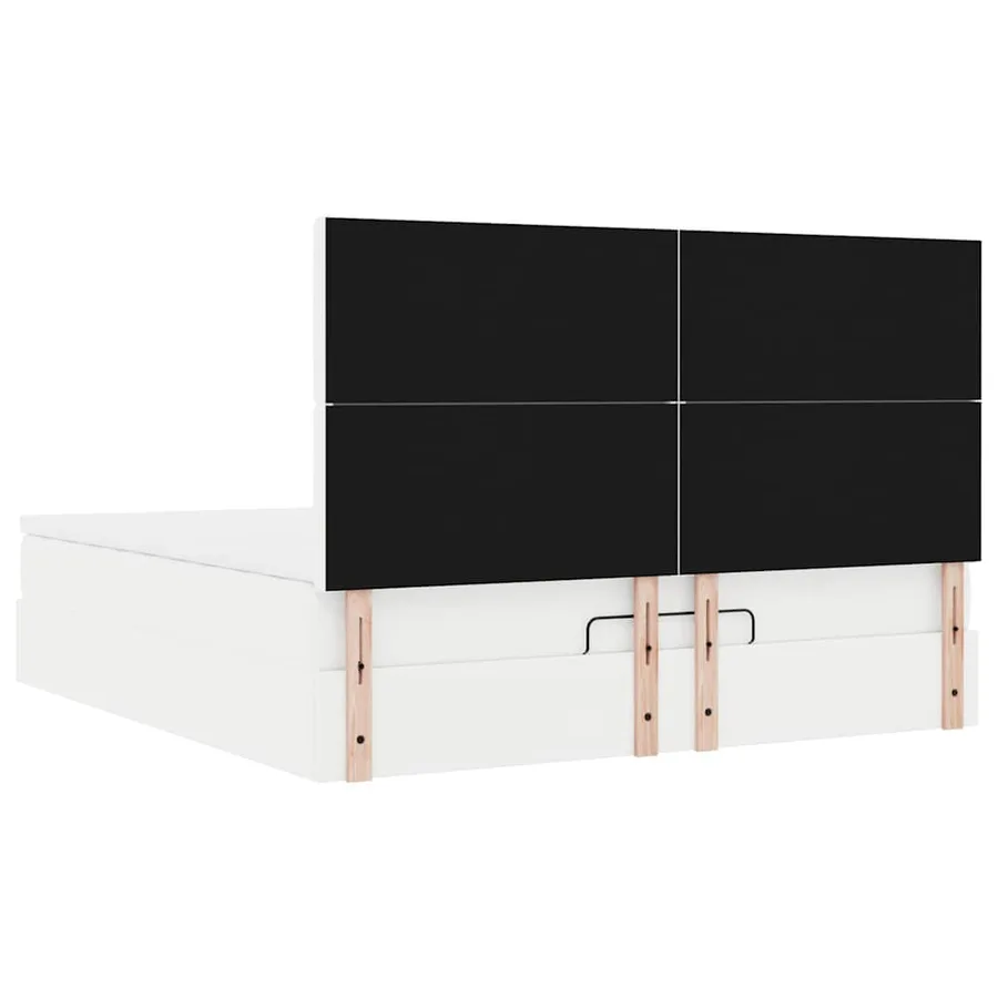 Cadre de lit ottoman avec matelas blanc 160x200 cm similicuir - 11