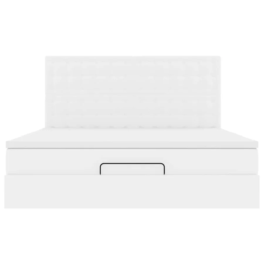 Cadre de lit ottoman avec matelas blanc 160x200 cm similicuir - 7