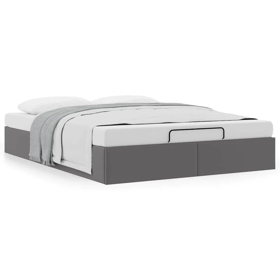 Cadre de lit ottoman sans matelas gris 140x200 cm similicuir - 4