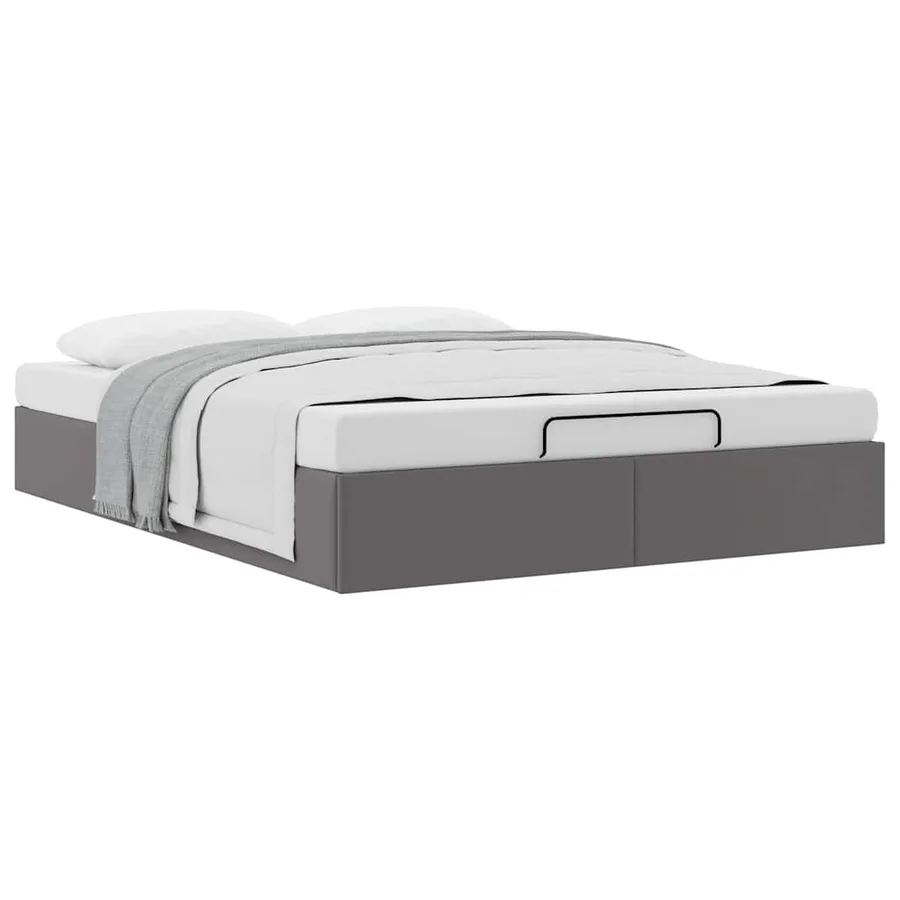 Cadre de lit ottoman sans matelas gris 140x200 cm similicuir - 5