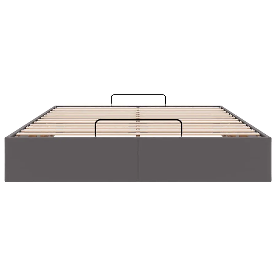 Cadre de lit ottoman sans matelas gris 140x200 cm similicuir - 7