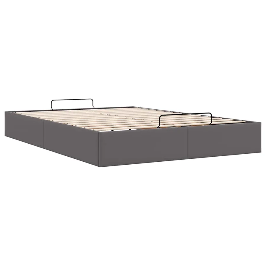 Cadre de lit ottoman sans matelas gris 140x200 cm similicuir - 9