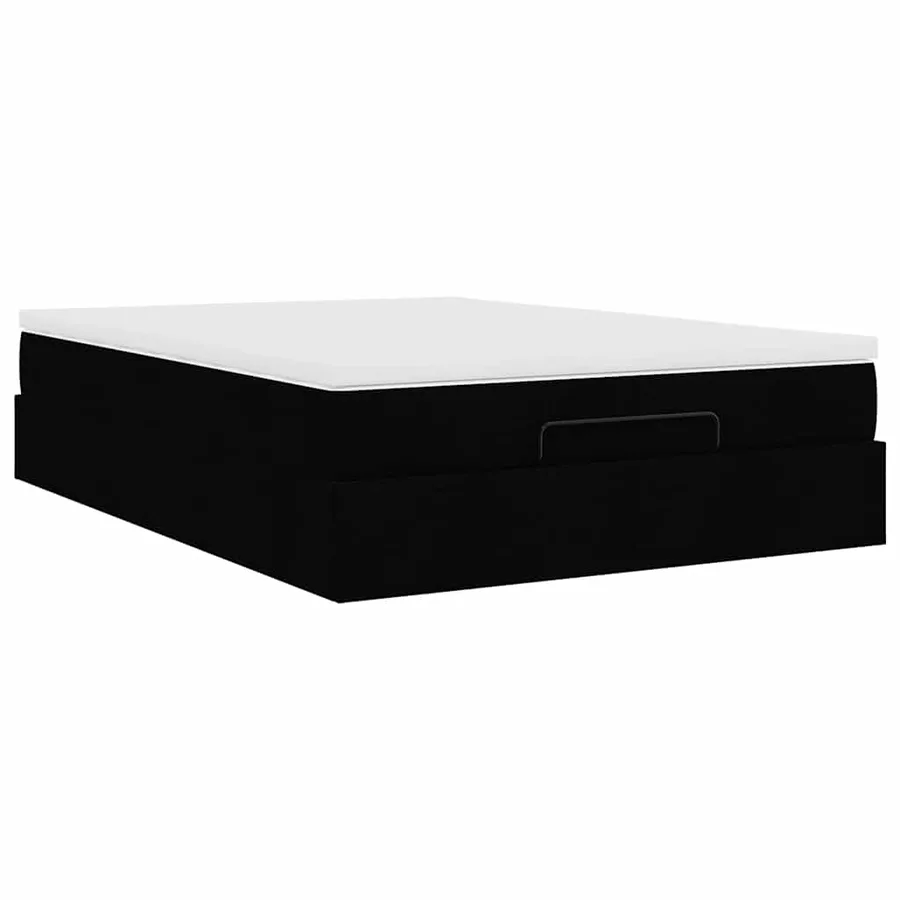 Cadre de lit ottoman avec matelas noir 140x200 cm similicuir - 10