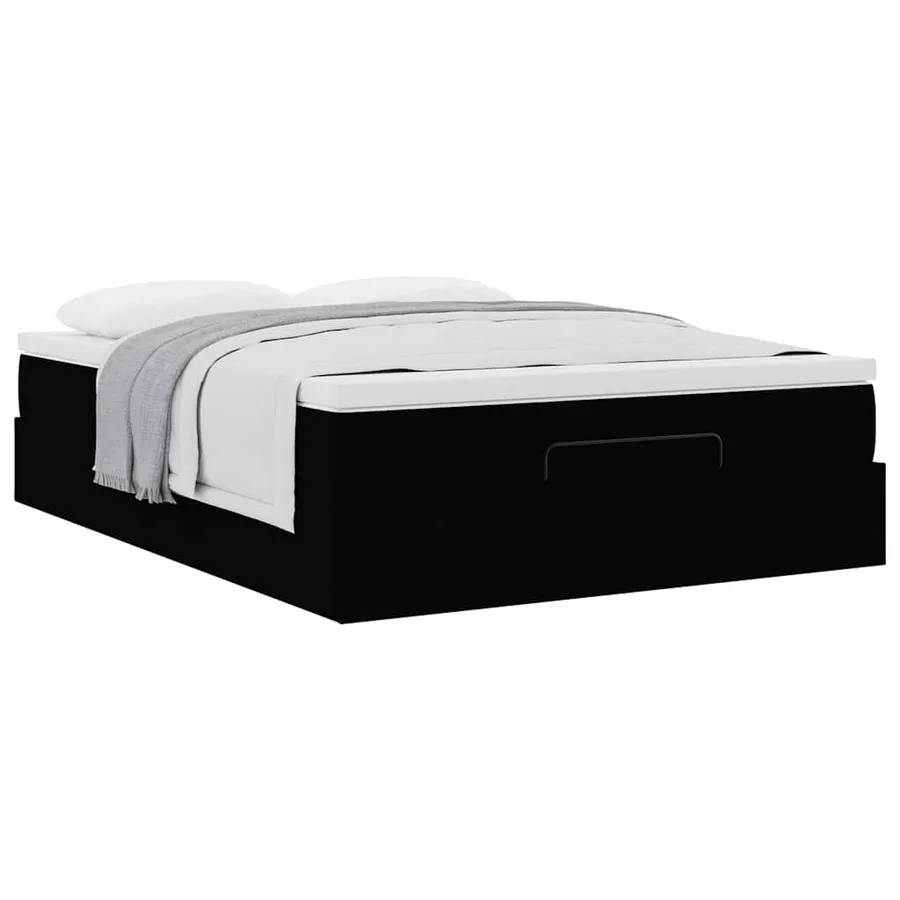 Cadre de lit ottoman avec matelas noir 140x200 cm similicuir - 5