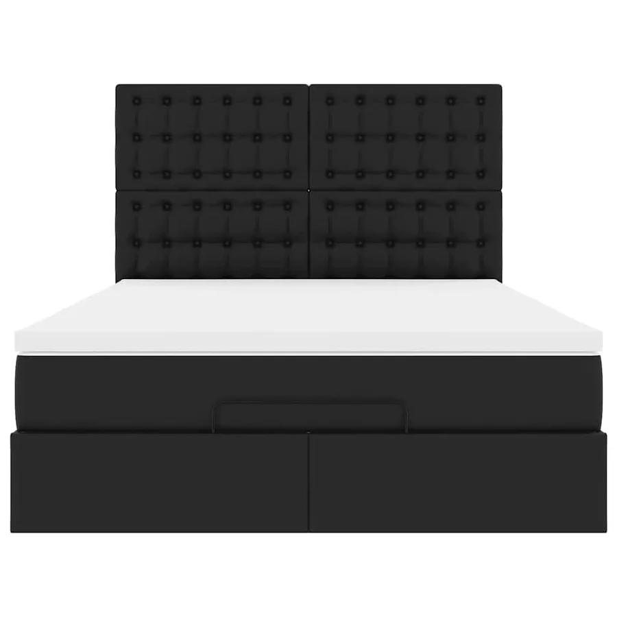 Cadre de lit ottoman avec matelas noir 140x200 cm similicuir - 7