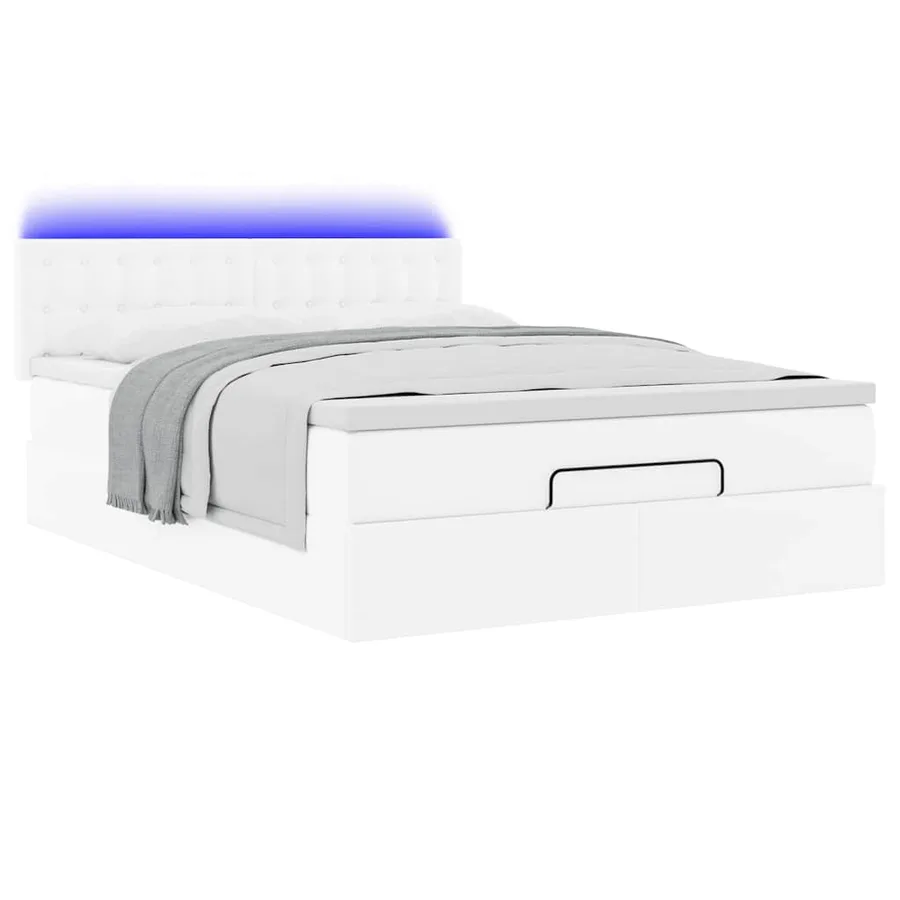 Lit ottoman avec matelas & LED blanc pur 140x200cm similicuir - 6