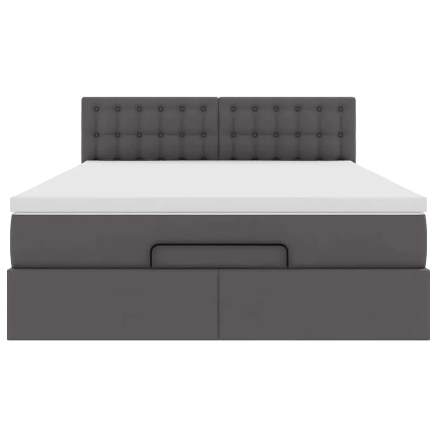 Cadre de lit ottoman avec matelas gris 140x200 cm similicuir - 7