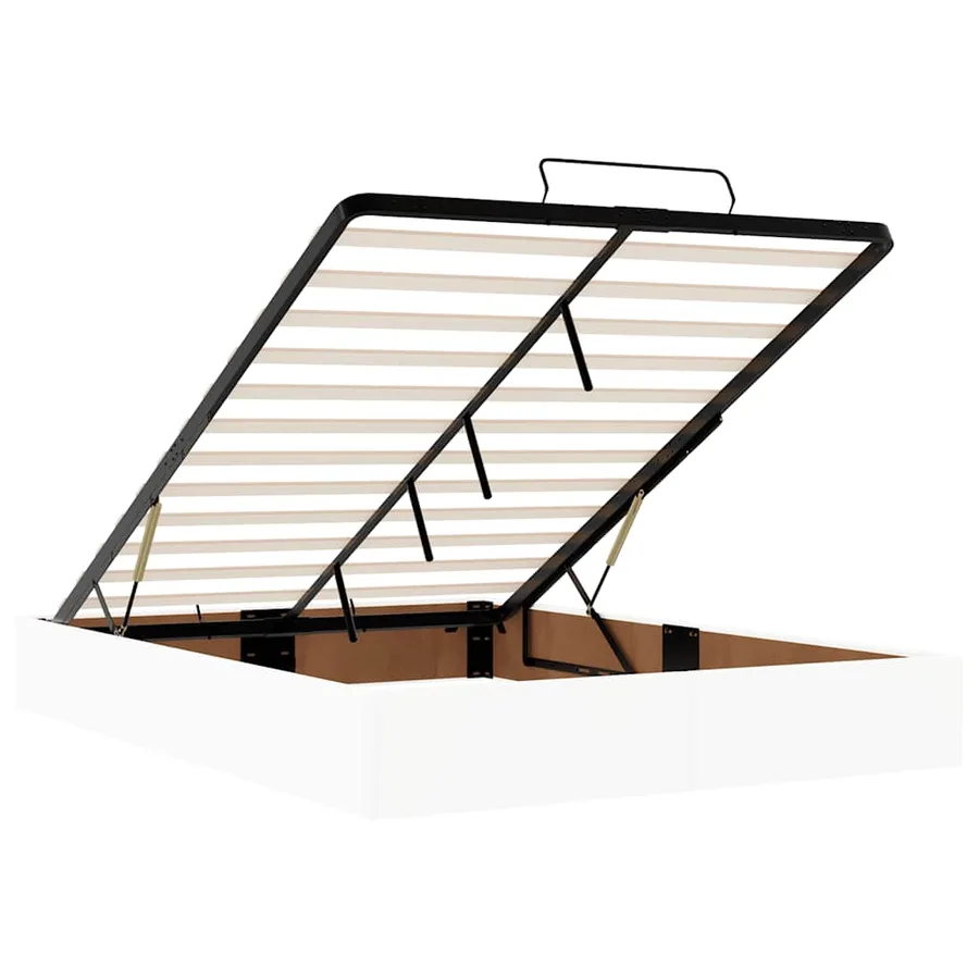 Cadre de lit ottoman sans matelas blanc 140x200 cm similicuir - 10