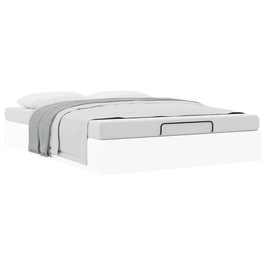 Cadre de lit ottoman sans matelas blanc 140x200 cm similicuir - 5
