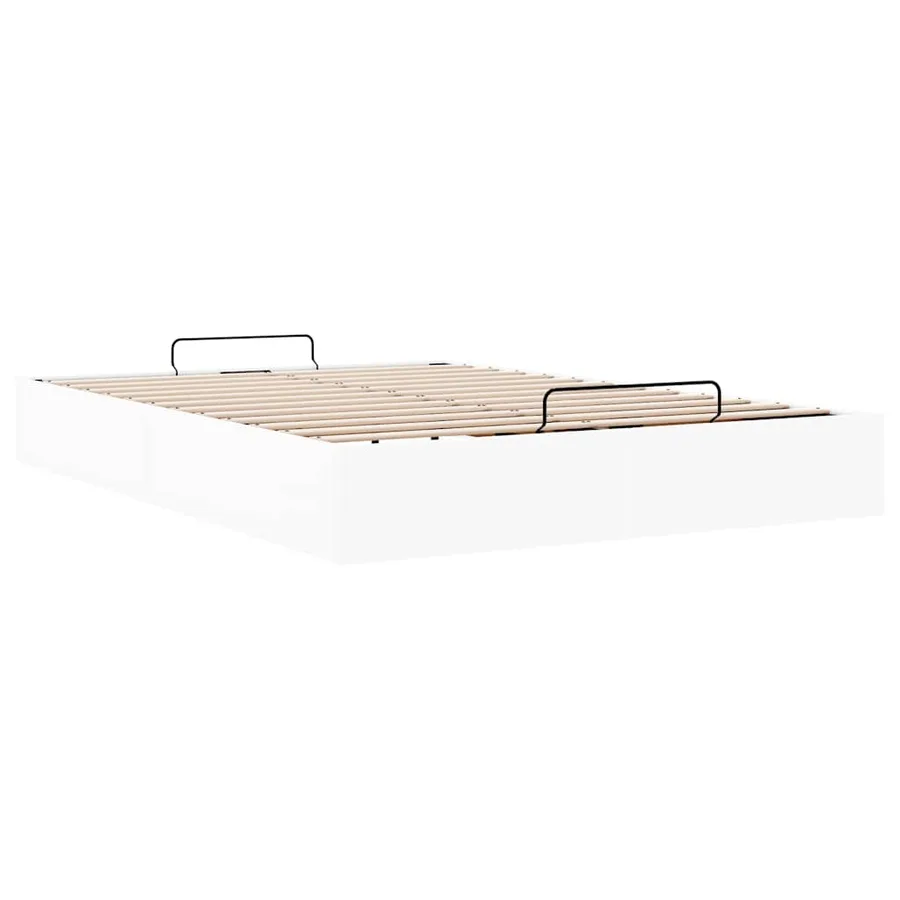 Cadre de lit ottoman sans matelas blanc 140x200 cm similicuir - 6