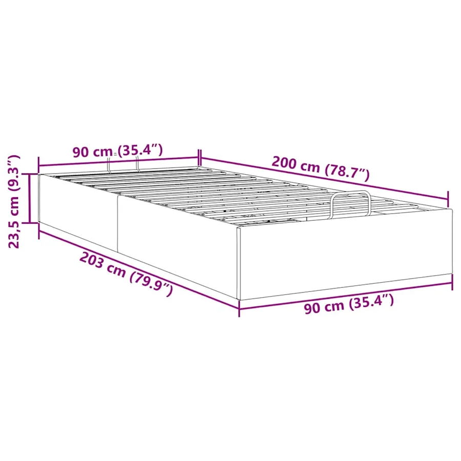 Cadre de lit ottoman sans matelas gris clair 90x200 cm tissu - 14