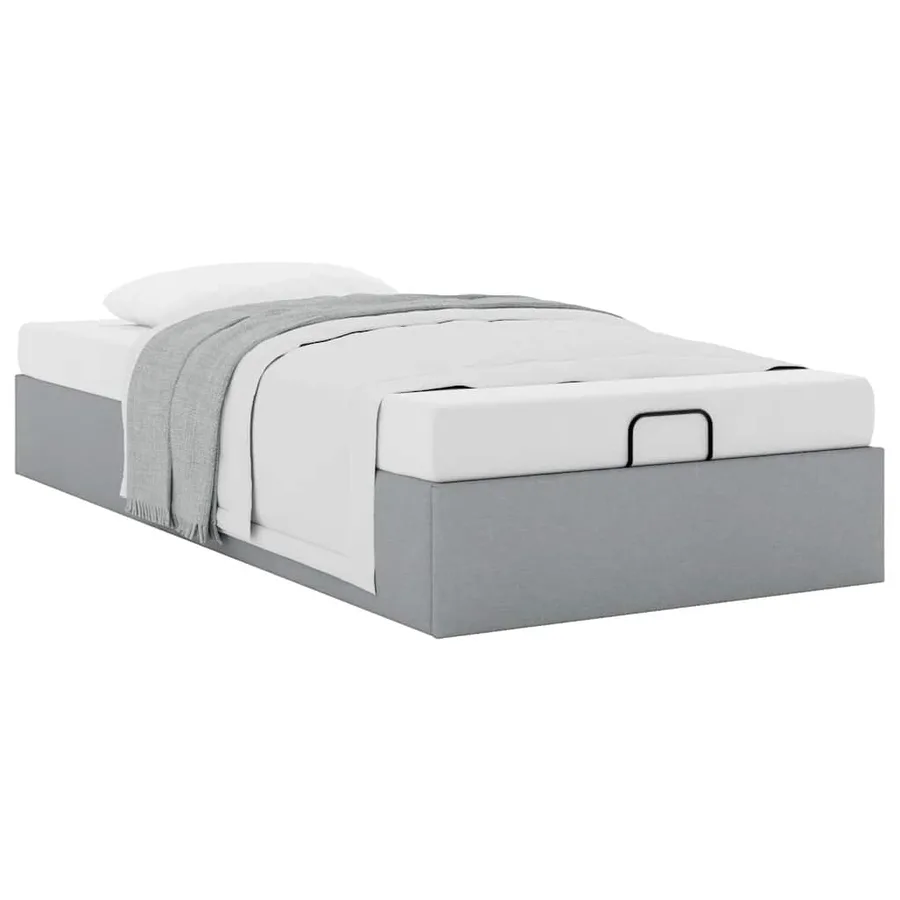 Cadre de lit ottoman sans matelas gris clair 90x200 cm tissu - 5