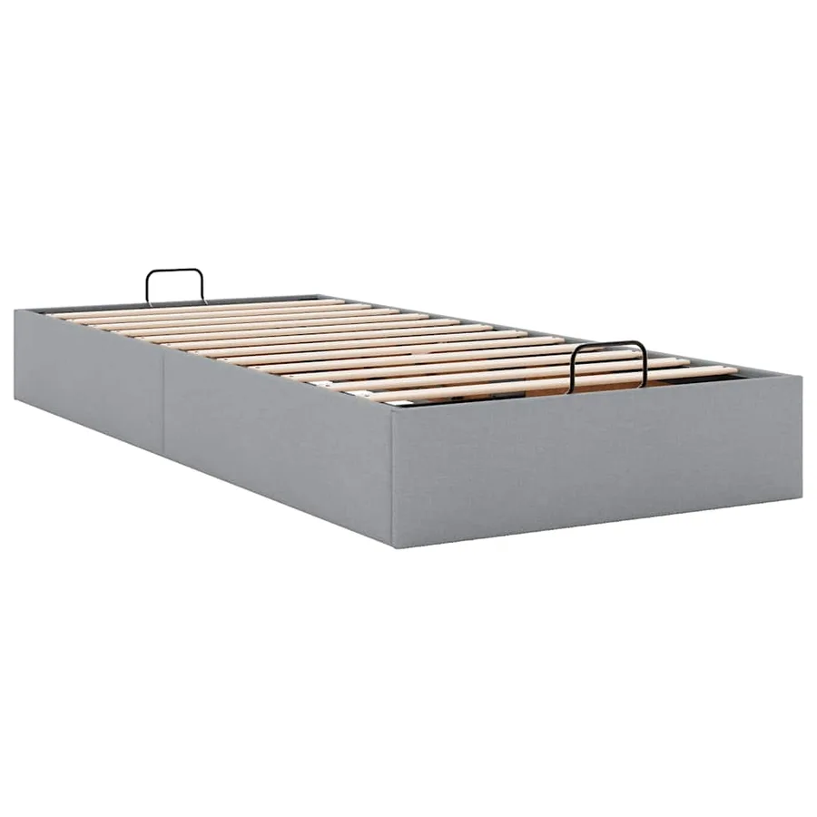 Cadre de lit ottoman sans matelas gris clair 90x200 cm tissu - 6