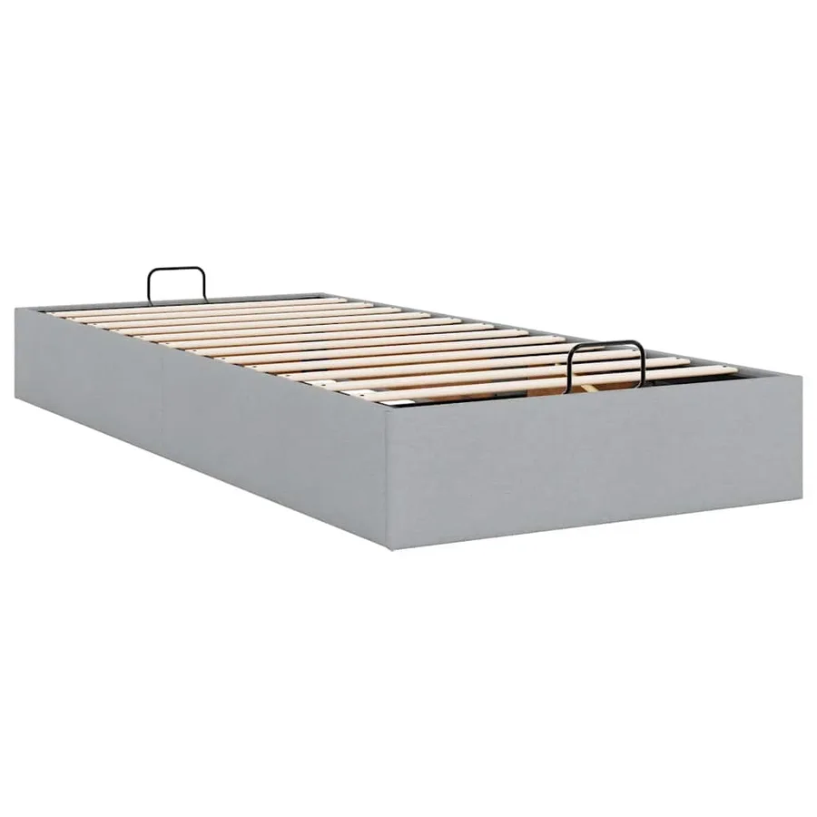 Cadre de lit ottoman sans matelas gris clair 90x200 cm tissu - 9