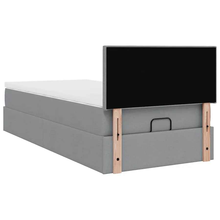 Lit ottoman avec matelas gris clair 90x200 cm tissu - 11