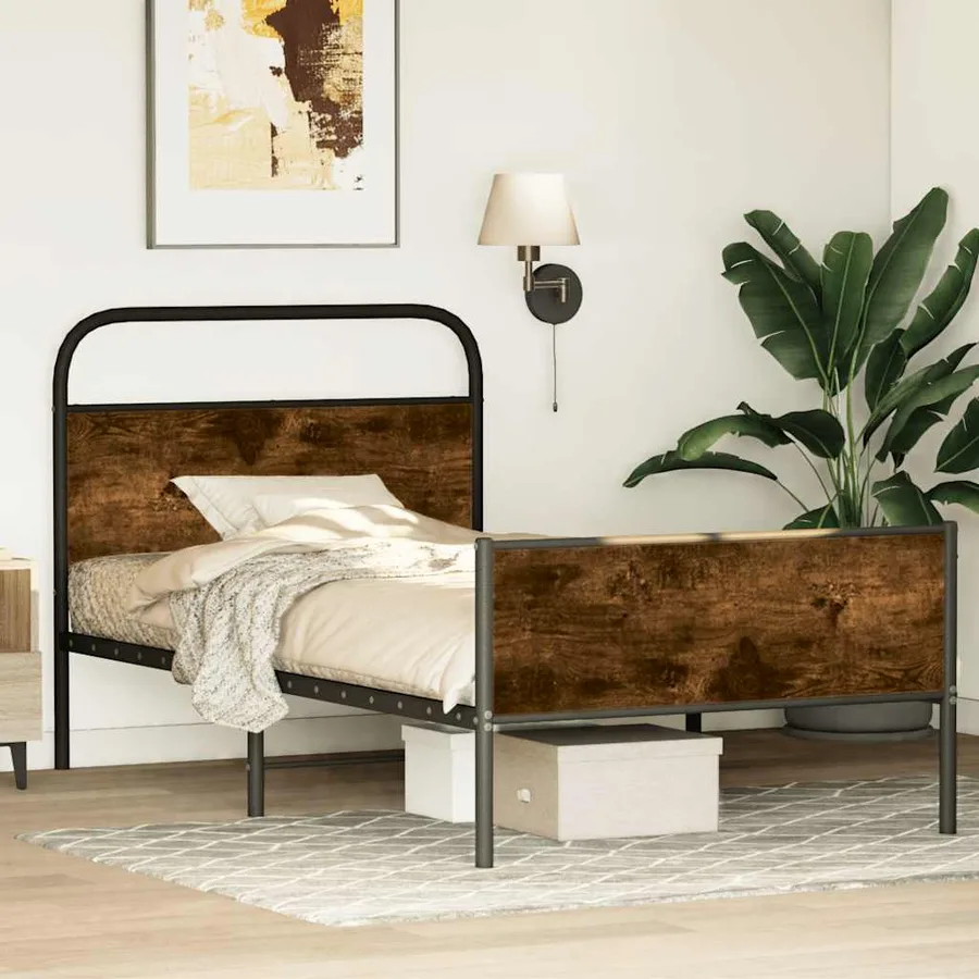 Cadre de lit sans matelas 90x200cm chêne sonoma bois ingénierie - 2