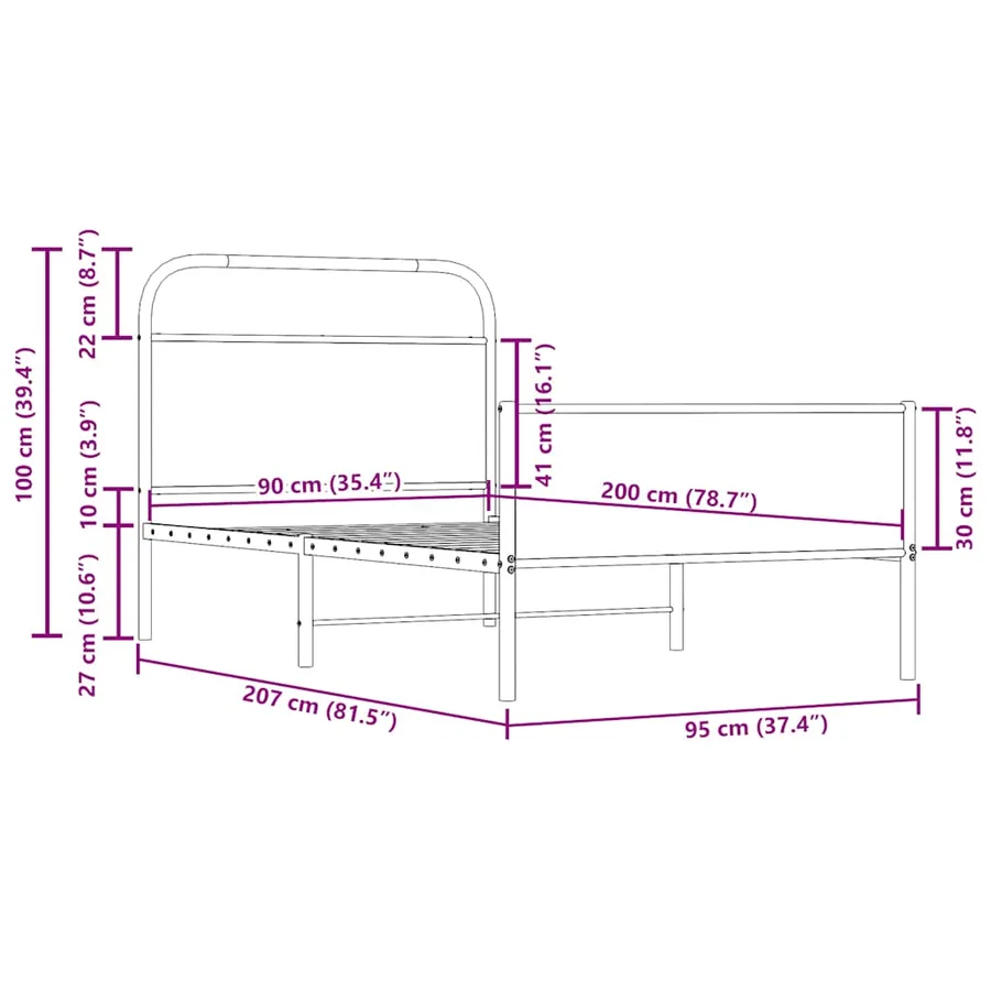 Cadre de lit sans matelas 90x200cm chêne sonoma bois ingénierie - 9