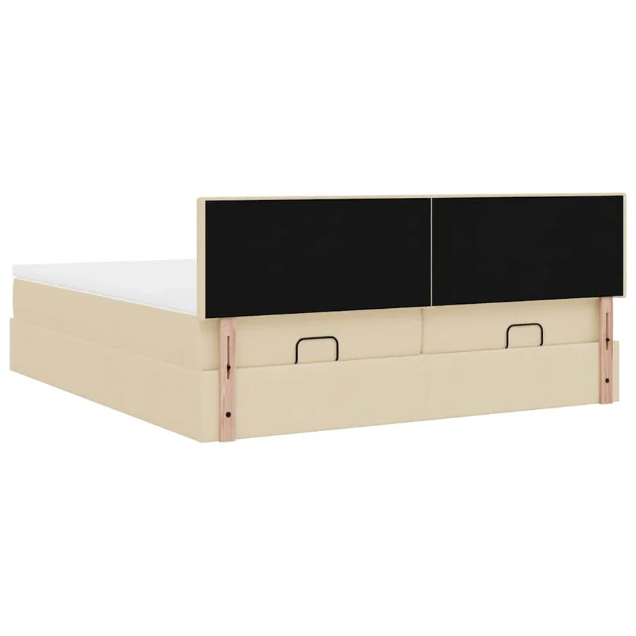 Cadre de lit ottoman avec matelas crème 180x200 cm tissu - 11