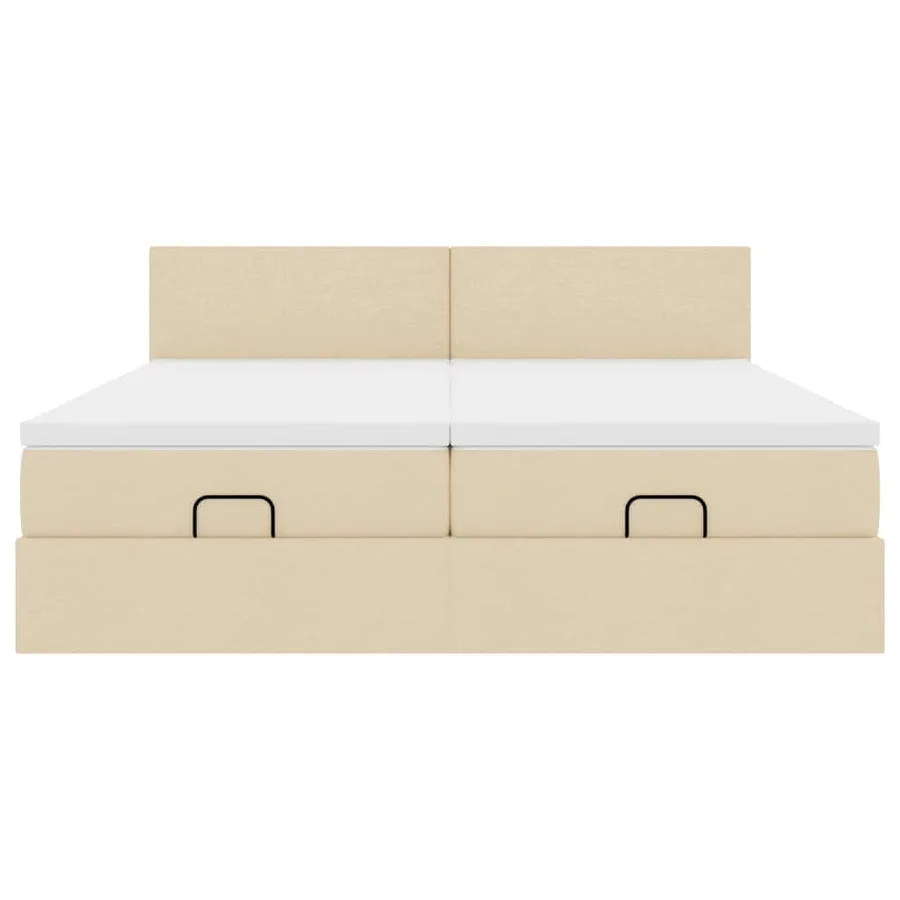 Cadre de lit ottoman avec matelas crème 180x200 cm tissu - 7