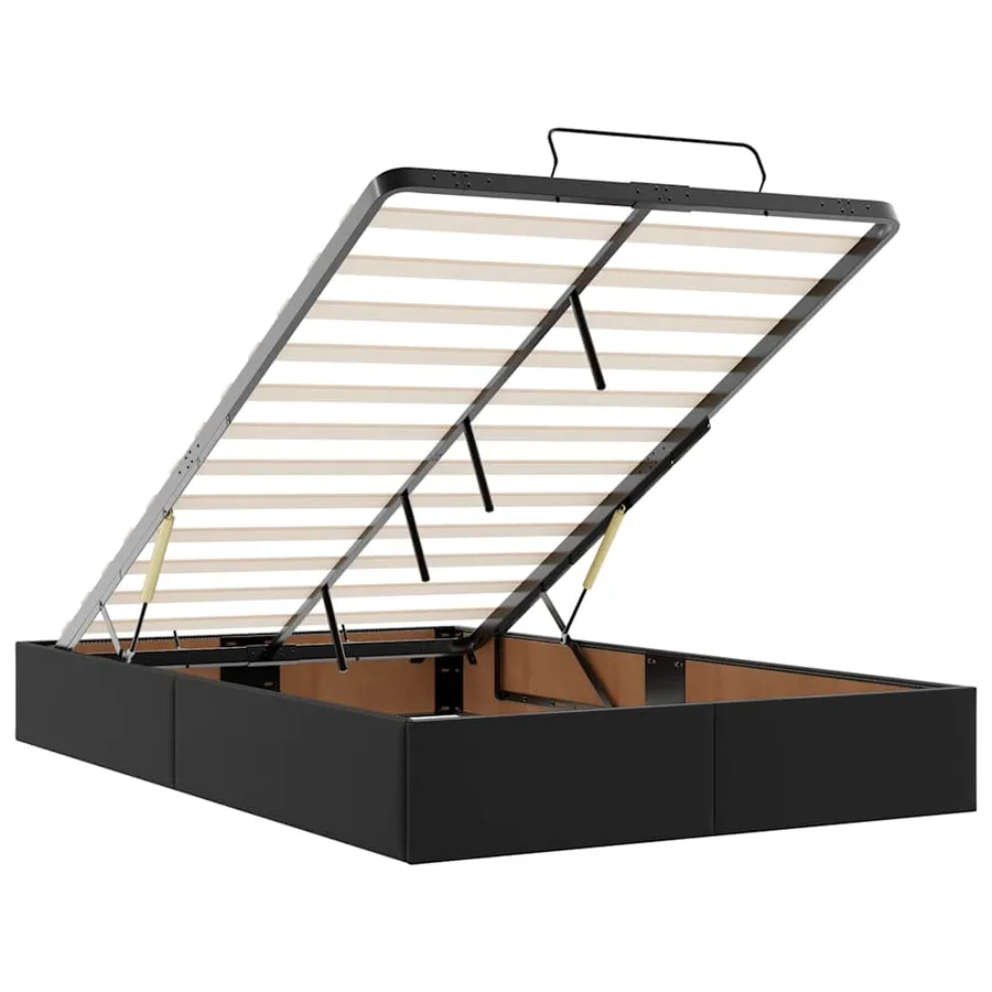 Cadre de lit ottoman avec matelas noir 120x200 cm similicuir - 11