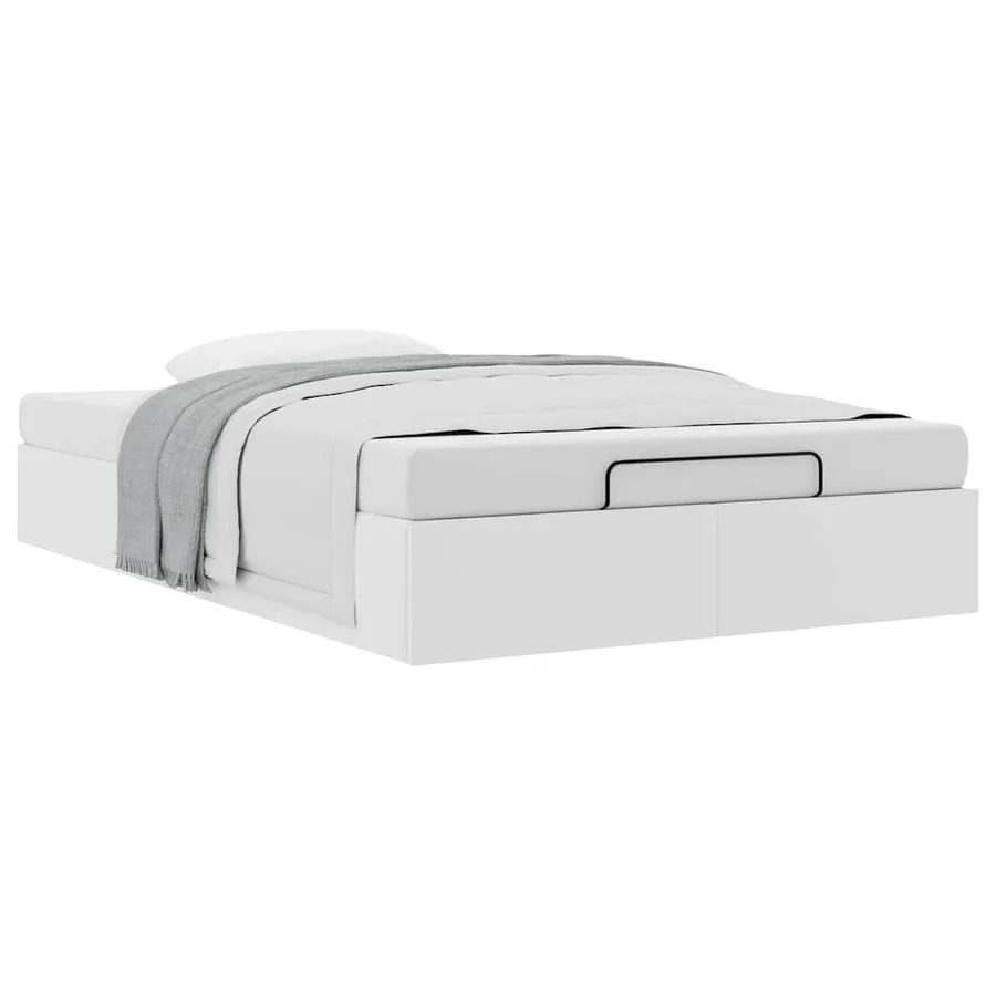 Cadre de lit ottoman sans matelas blanc 120x200 cm similicuir - 5