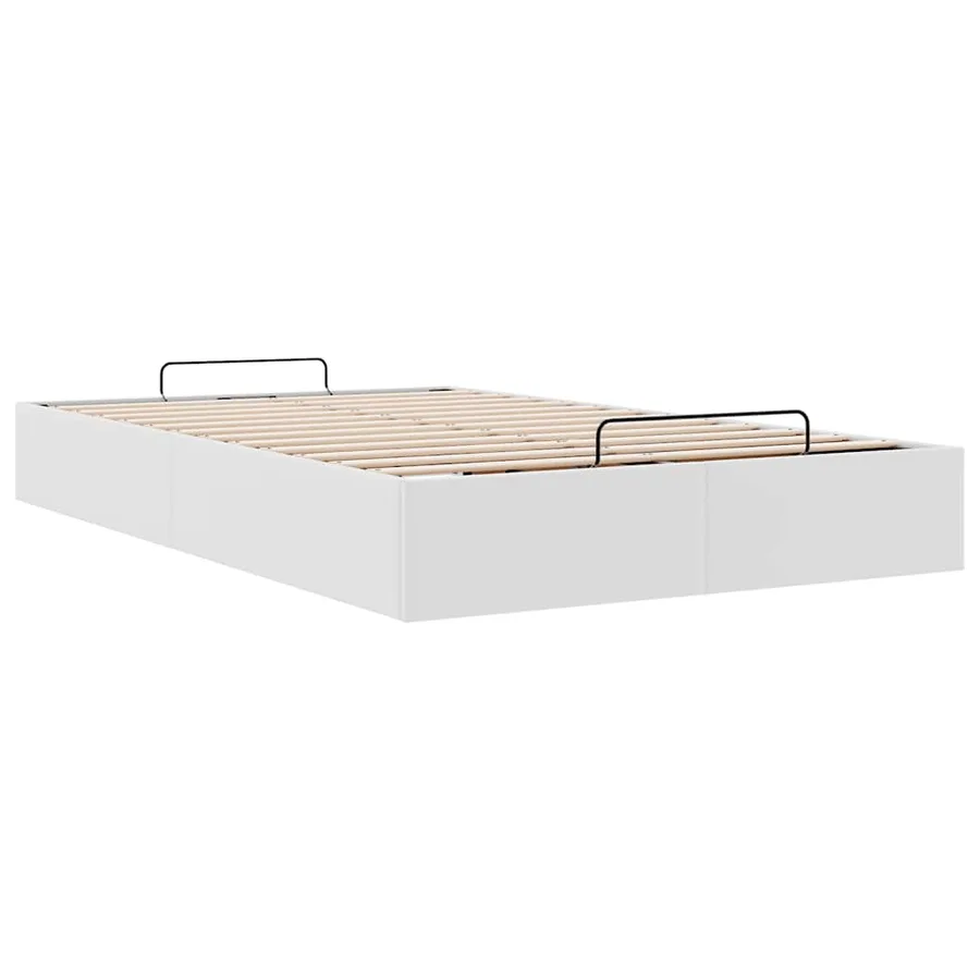 Cadre de lit ottoman sans matelas blanc 120x200 cm similicuir - 6